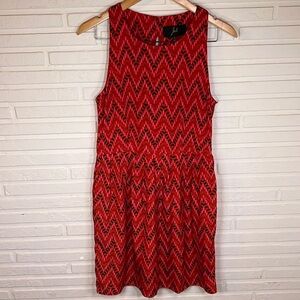 Jack by BB Dakota Red Geometric Chevron Keyhole Dress, women’s Size Medium